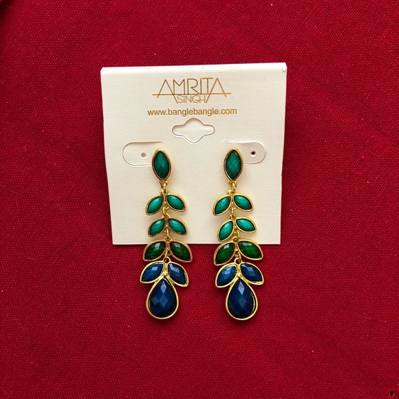 Amrita Singh green & blue earrings πππ - Picture 3 of 5